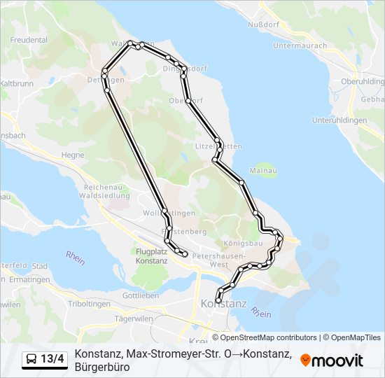 13/4 Bus Line Map