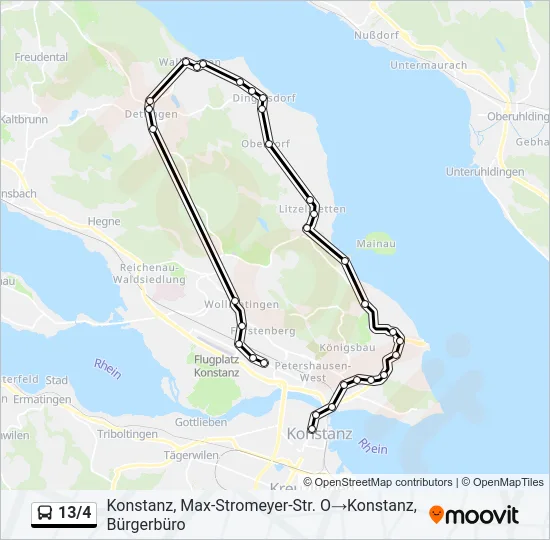 13/4 Bus Line Map