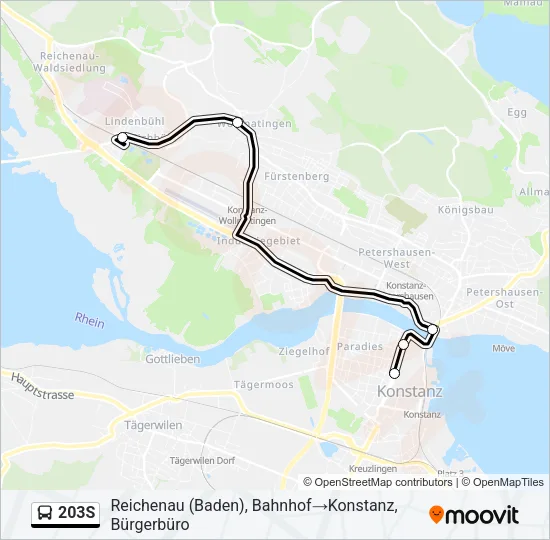 Plan de la ligne 203S de bus