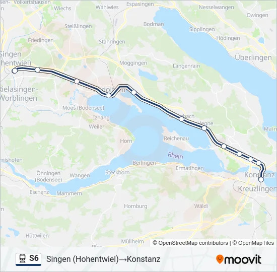 Plan de la ligne S6 de train