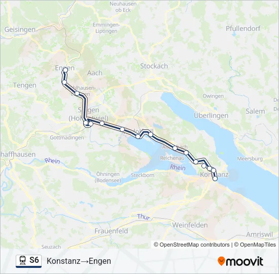 Plan de la ligne S6 de train