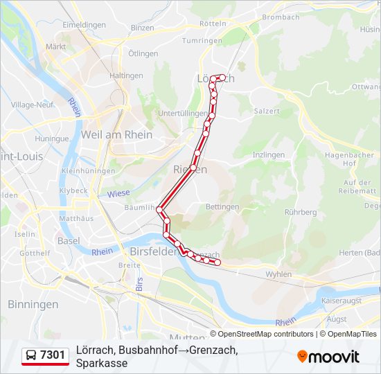 7301 Bus Line Map