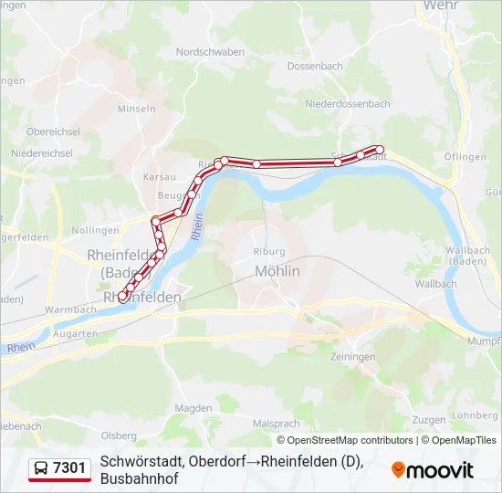 7301 Bus Line Map