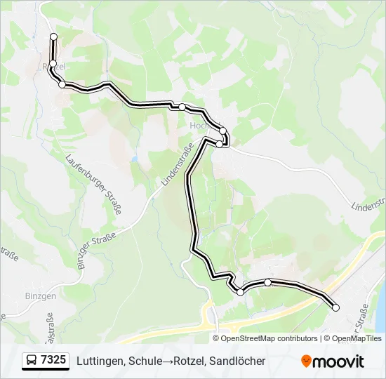 Plan de la ligne 7325 de bus