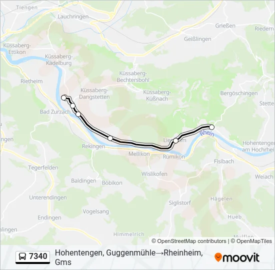 Plan de la ligne 7340 de bus
