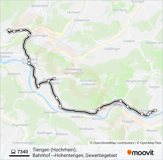 Plan de la ligne 7340 de bus