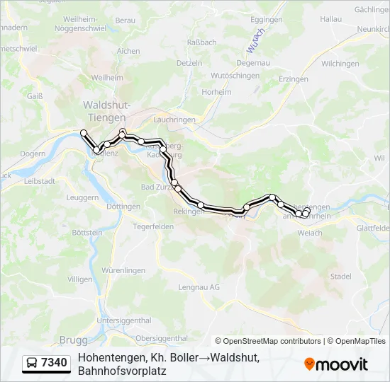 Plan de la ligne 7340 de bus