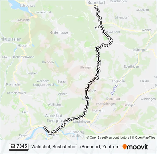 Plan de la ligne 7345 de bus