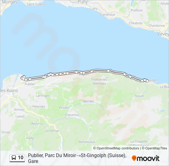 Plan de la ligne 10 de bus