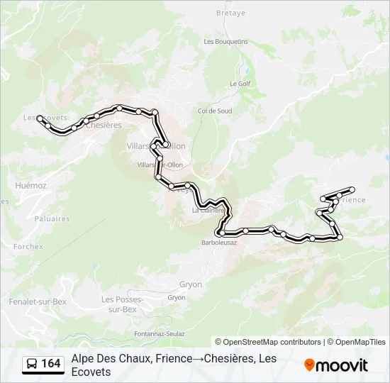 Plan de la ligne 164 de bus