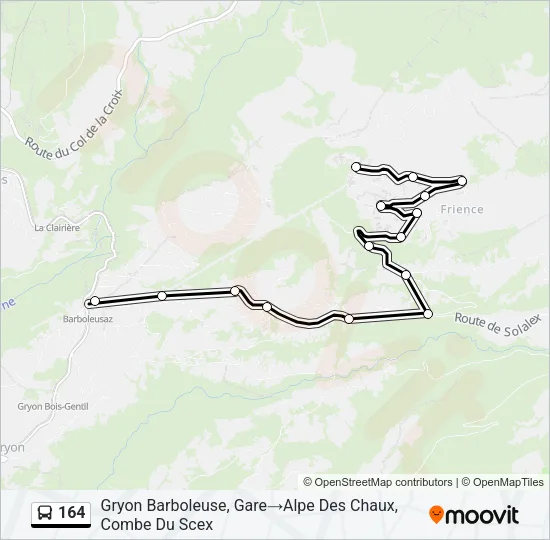 Plan de la ligne 164 de bus