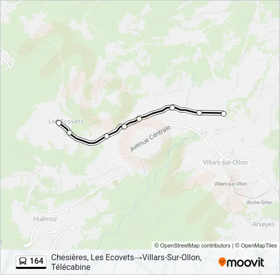 Plan de la ligne 164 de bus