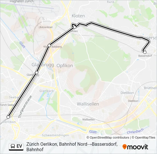 Plan de la ligne EV de bus