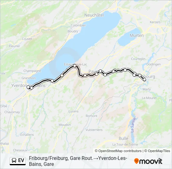 Plan de la ligne EV de bus