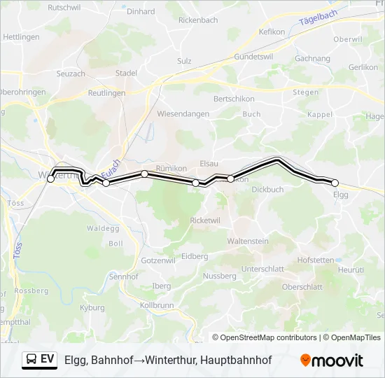 Plan de la ligne EV de bus