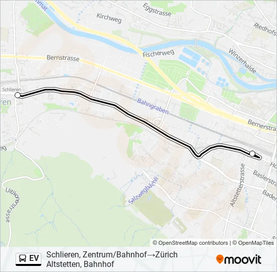 Plan de la ligne EV de bus