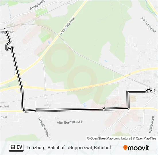 Plan de la ligne EV de bus