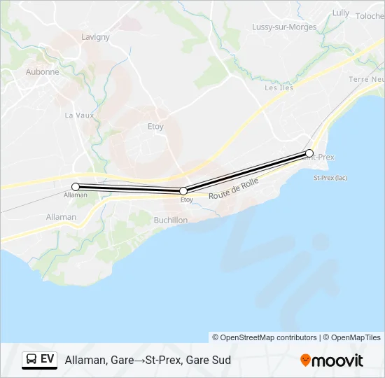 Plan de la ligne EV de bus