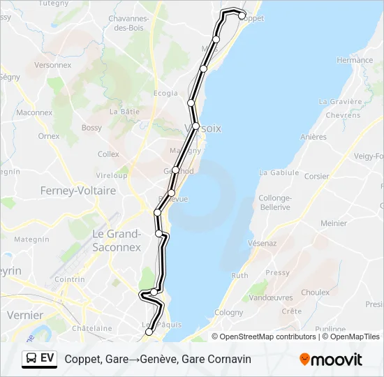 Plan de la ligne EV de bus