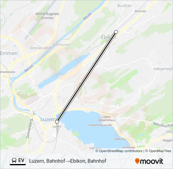 Plan de la ligne EV de bus