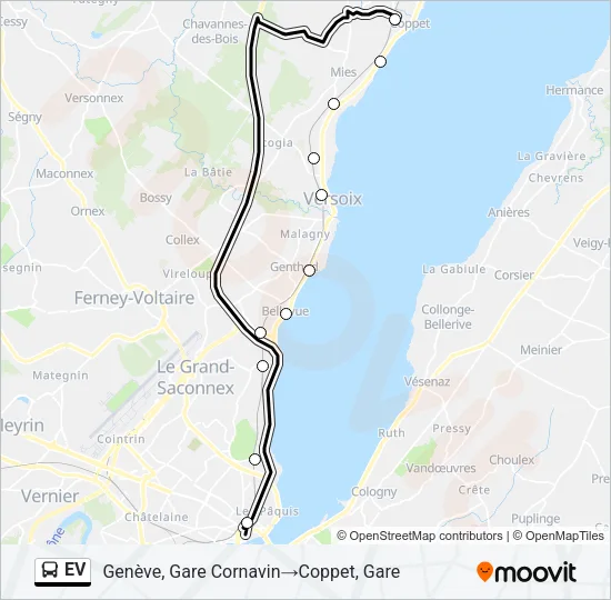 Plan de la ligne EV de bus