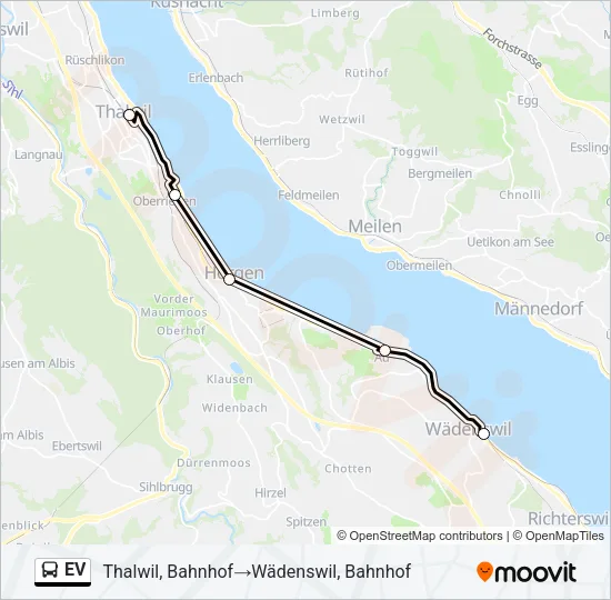 Plan de la ligne EV de bus