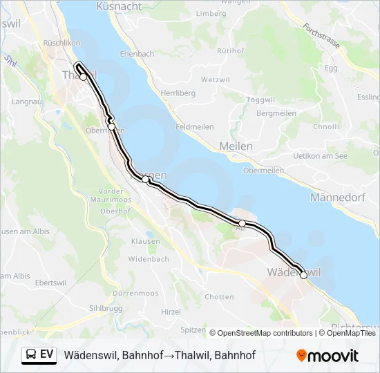 Plan de la ligne EV de bus