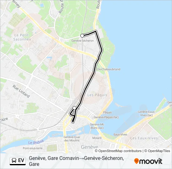 Plan de la ligne EV de bus