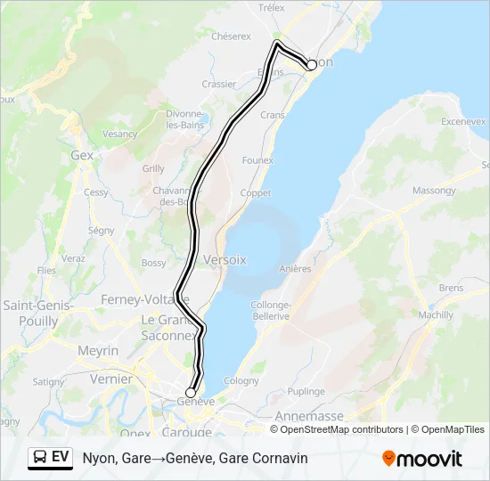 Plan de la ligne EV de bus