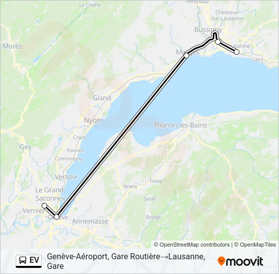 Plan de la ligne EV de bus