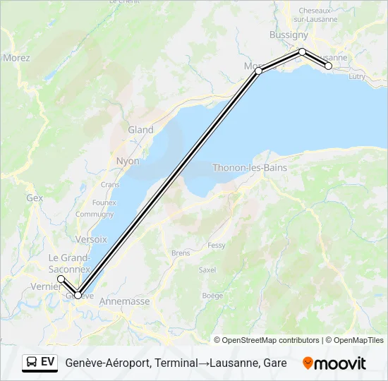 Plan de la ligne EV de bus