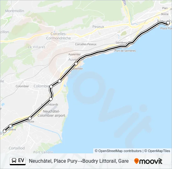 Plan de la ligne EV de bus