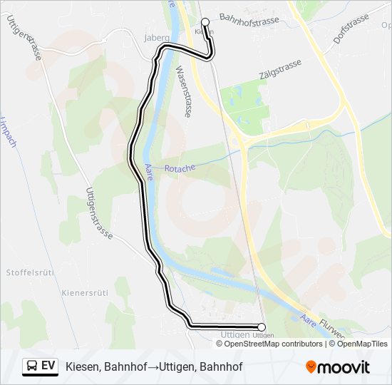 Plan de la ligne EV de bus