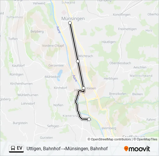 Plan de la ligne EV de bus
