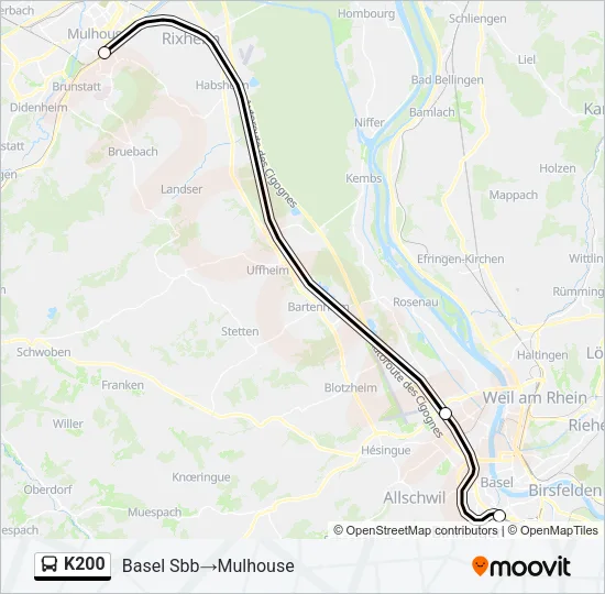 K200 Bus Line Map