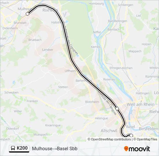 K200 Bus Line Map