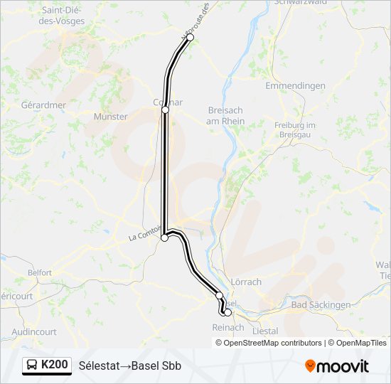 K200 Bus Line Map