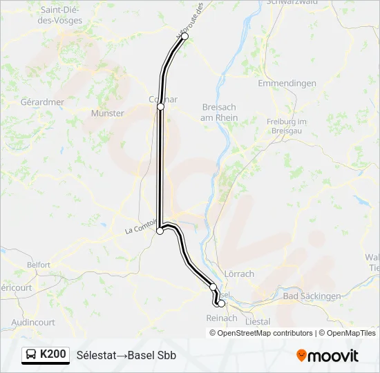 K200 Bus Line Map