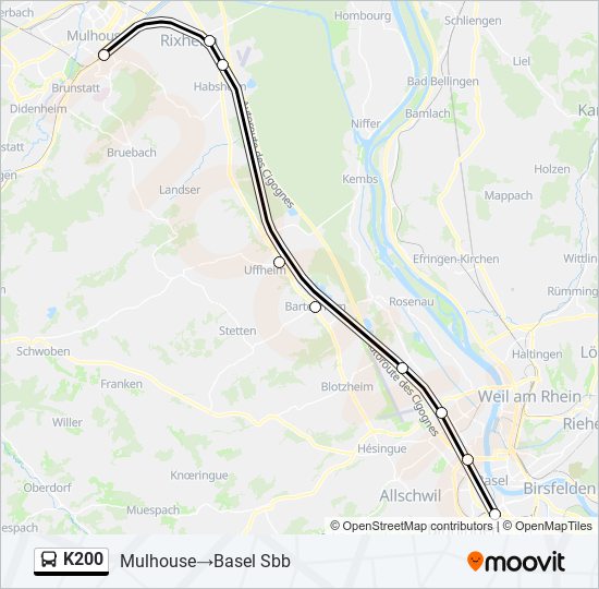 K200 bus Line Map