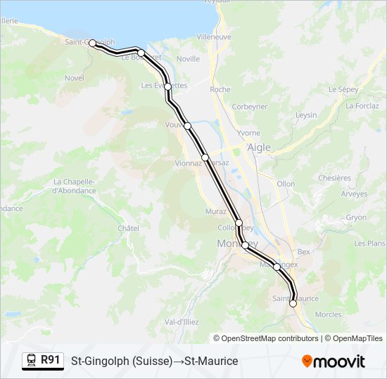 R91 train Line Map