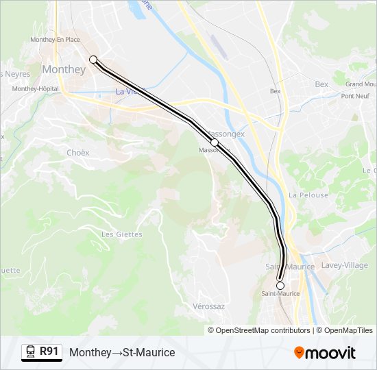 R91 train Line Map