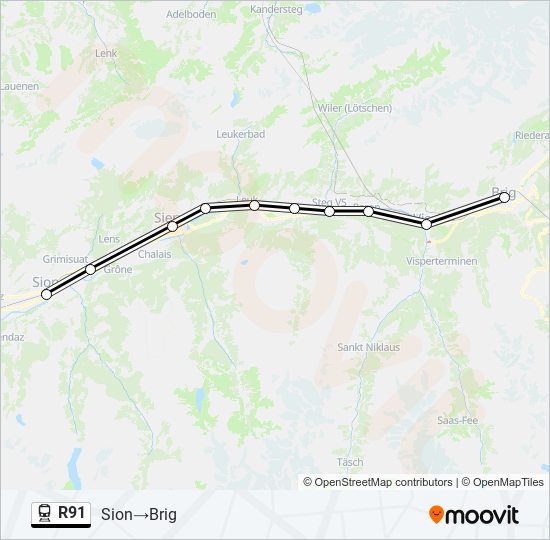 R91 train Line Map