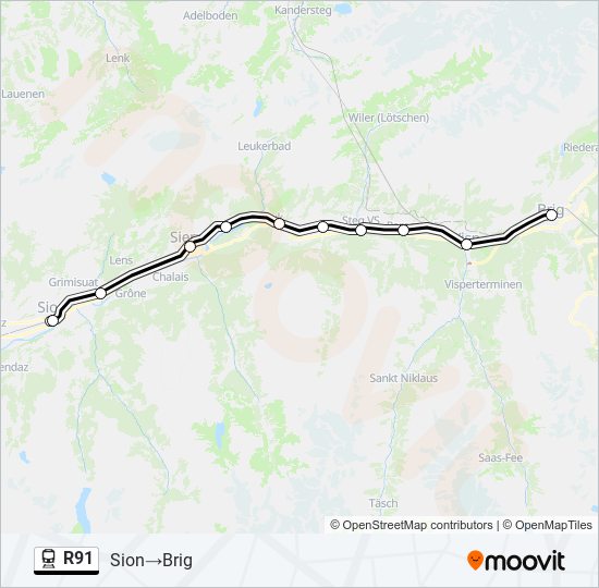 R91 train Line Map