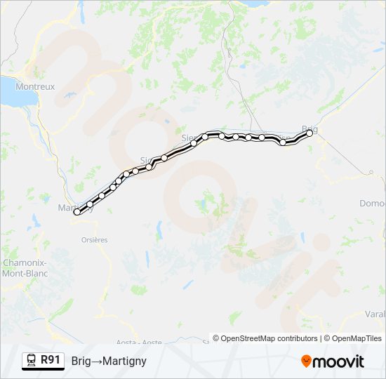 R91 train Line Map