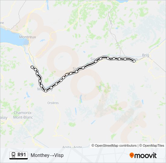 R91 train Line Map