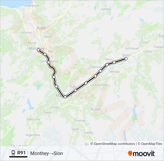 R91 Train Line Map