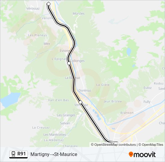 R91 Train Line Map