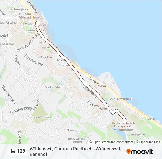 Plan de la ligne 129 de bus