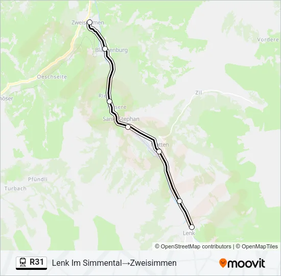 Plan de la ligne R31 de train