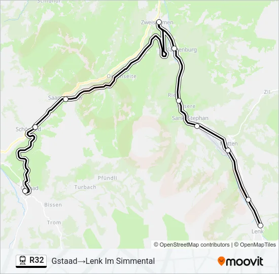 Plan de la ligne R32 de train